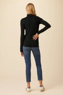 Flannery Dream Knit Turtleneck - Black Spruce Stripe -Deals Zesty Vex Store 2518 Flannery Stripe Harbor Stripe Black Spruce 3