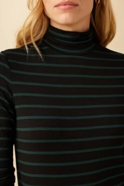 Flannery Dream Knit Turtleneck - Black Spruce Stripe -Deals Zesty Vex Store 2518 Flannery Stripe Harbor Stripe Black Spruce 4