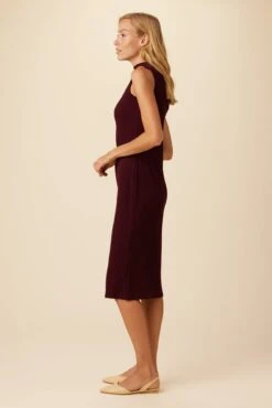 Lux Paris Rib Midi Dress - Plum -Deals Zesty Vex Store 3002R1 SL Lux Plum 2