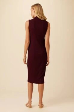 Lux Paris Rib Midi Dress - Plum -Deals Zesty Vex Store 3002R1 SL Lux Plum 3