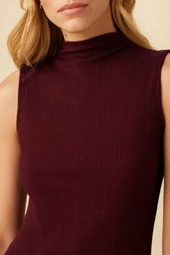 Lux Paris Rib Midi Dress - Plum -Deals Zesty Vex Store 3002R1 SL Lux Plum 4