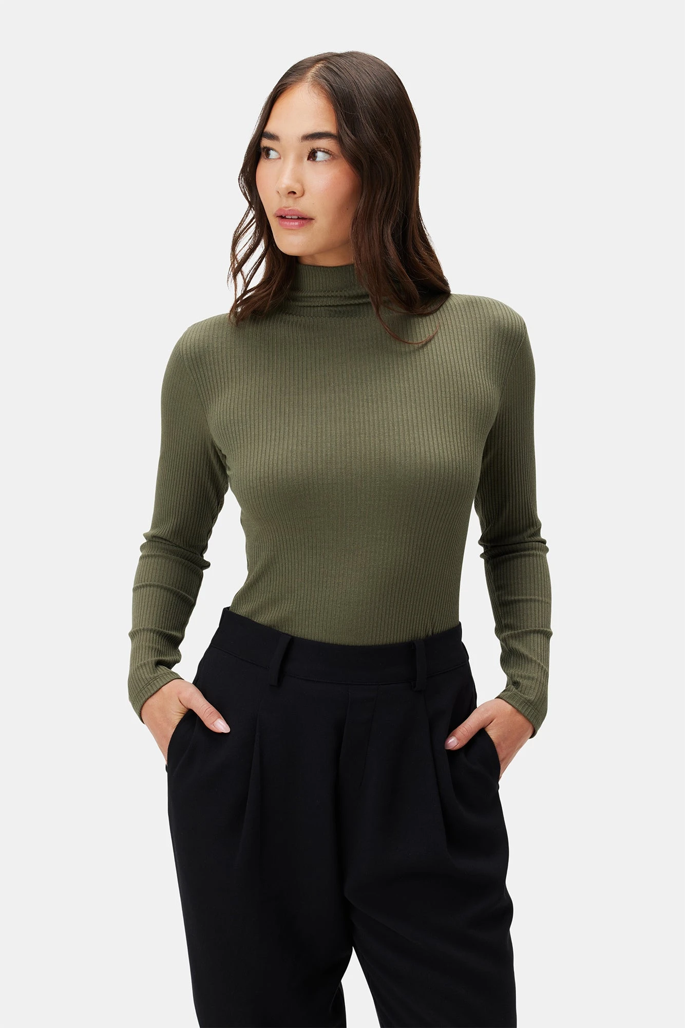 Lux Paris Rib Turtleneck - Calla Green 4 Lux Paris Rib Turtleneck - Calla Green - Image 2