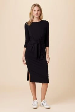 Colombe 3/4 Sleeve Reverie Knit Dress - Black