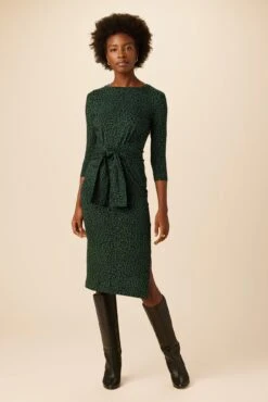 Colombe 3/4 Sleeve Reverie Knit Dress - Forest Leopard