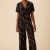 Fantasia Washable Silk Jumpsuit - Waves Caramel -Deals Zesty Vex Store 7551 Fantasia Silk Waves Caramel 1