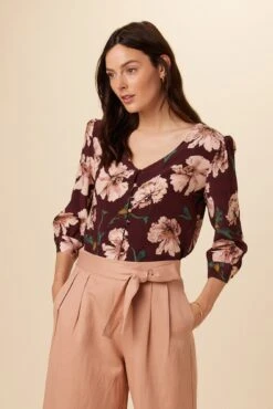 Heidi Washable Silk Blouse - Paysage Sepia