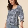 Berenice Reverie Knit Blouse - Calico Navy -Deals Zesty Vex Store 7920 Berenice Calico Navy 1