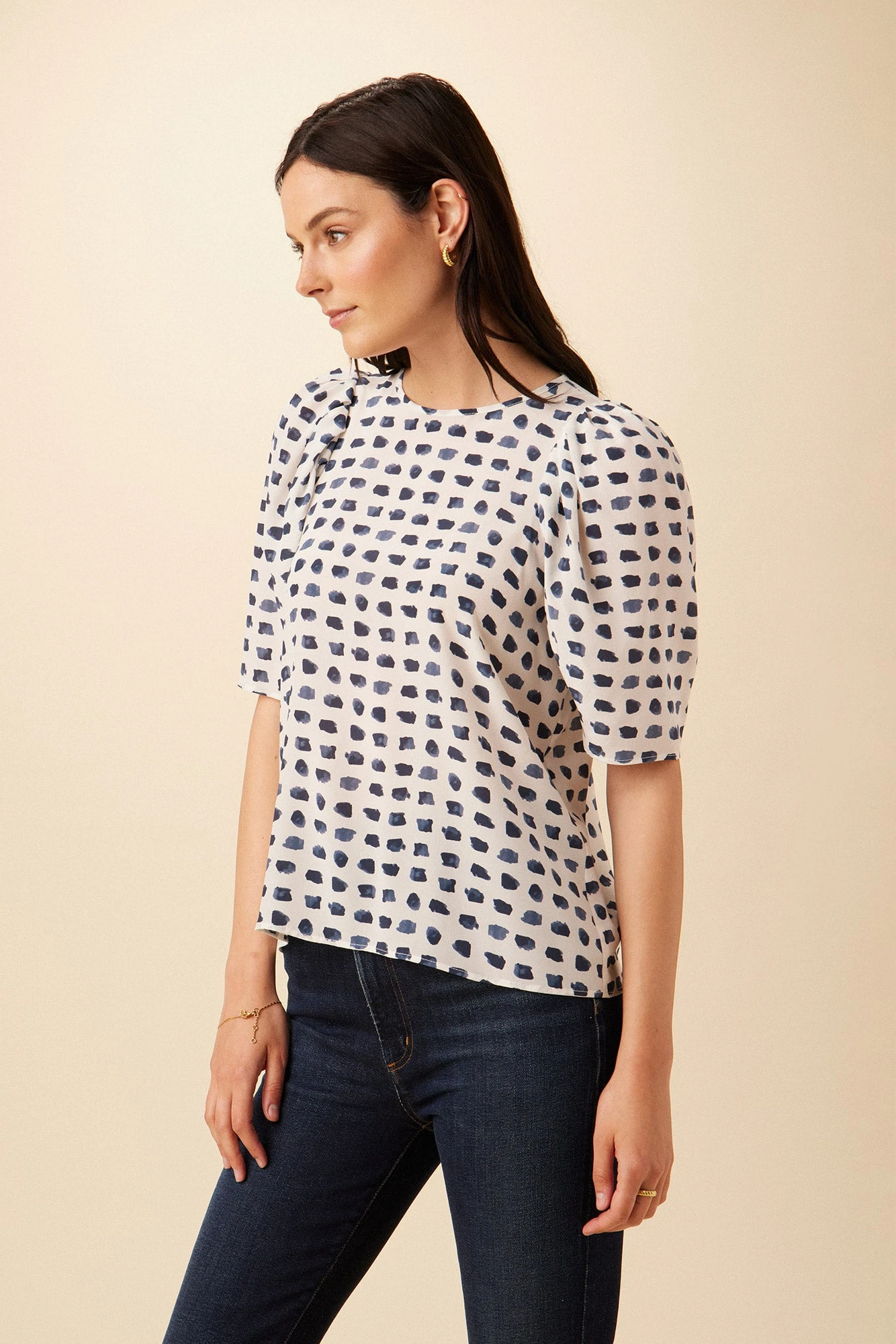 Sylvia Washable Silk Blouse - Squared Up White 4 Sylvia Washable Silk Blouse - Squared Up White - Image 2