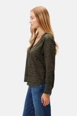 Kaya Washable Silk Blouse - Zebra Green Black -Deals Zesty Vex Store 8509 Kaya Silk Zebra Green Black 2