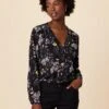 Kaya Washable Silk Blouse - French Jardin Black -Deals Zesty Vex Store 8509 Kaya French Jardin Black 1