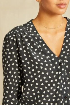 Kaya Washable Silk Blouse - Heart Black Ivory Print -Deals Zesty Vex Store 8509 Kaya Heart Black Ivory 2830 web 759a9236 d8c0 4fc6 a79e 6d248fe0d5f9