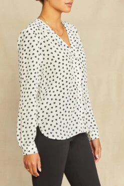Kaya Washable Silk Blouse - Heart Ivory Navy Print -Deals Zesty Vex Store 8509 Kaya Heart Ivory Navy 3503 web 3d688209 ac56 4854 96d4 13c25f62854c