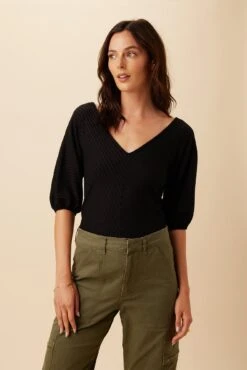 Manette Riviera Rib Top - Black