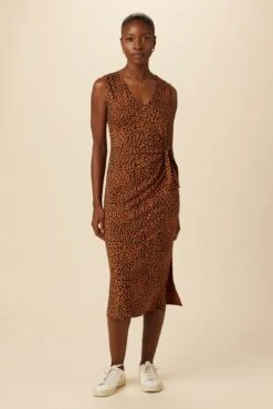 Cornelia Reverie Knit Dress - Almond Leopard Print