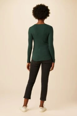 Itana Long Sleeve Dream Rib Tee - Darkest Spruce -Deals Zesty Vex Store 9456 LS Itana Darkest Spruce Rib 3