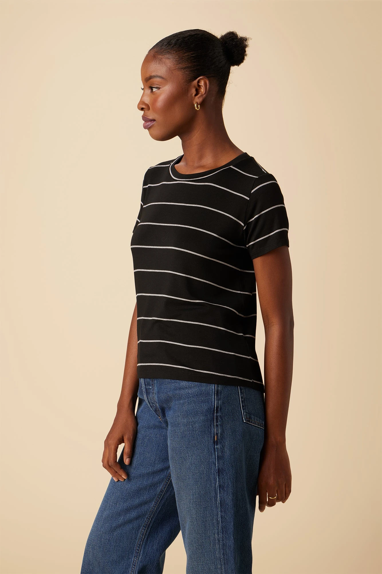 Berkeley Dream Knit Tee - Black Havana Stripe 4 Berkeley Dream Knit Tee - Black Havana Stripe - Image 2