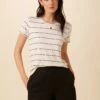 Berkeley Dream Knit Tee - White Havana Stripe 1 Berkeley Dream Knit Tee - White Havana Stripe -Deals Zesty Vex Store 9493 SS Berkeley Havana Stripe Natural Black 1